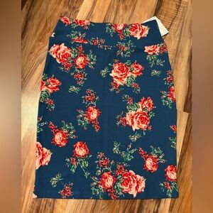 Lulu Roe - Cassie - M Floral Blue Skirt